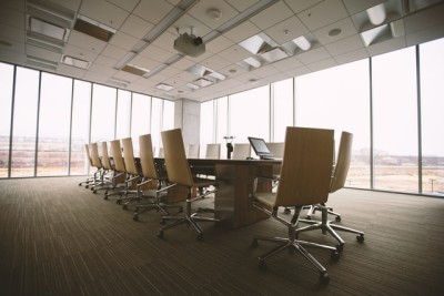 Board room in corporate office building